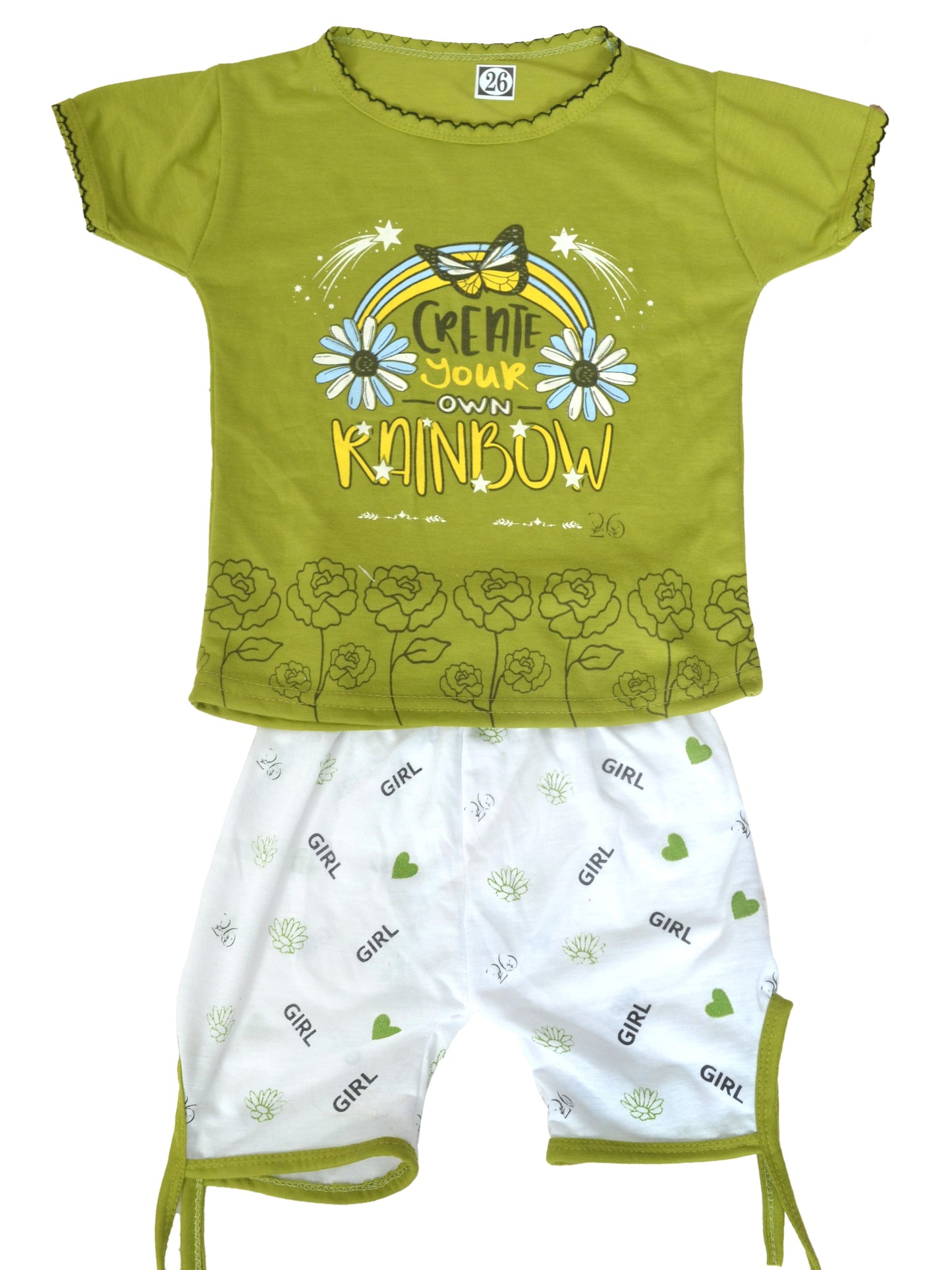 Cute & Comfortable Cotton Printed T-Shirt and Shorts Set for Baby Girls (Pack of 3)