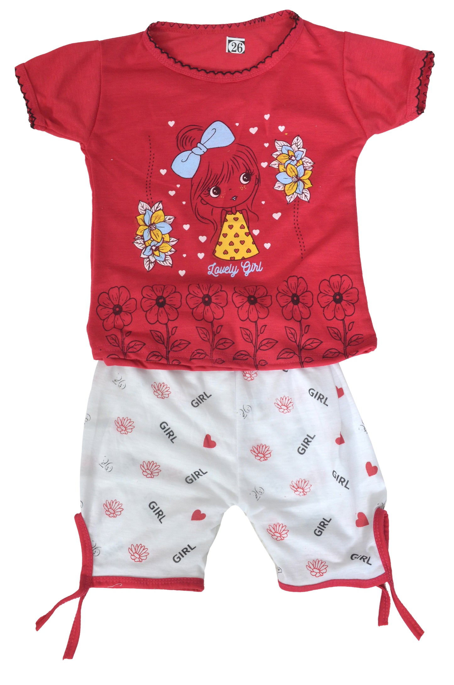 Cute & Comfortable Cotton Printed T-Shirt and Shorts Set for Baby Girls (Pack of 3)
